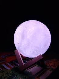 LunaGlow: 3D RGB Moon Lamp, USB Rechargeable Design & Wooden Stand for Bedroom & Gifting, 3D RGB Moon Lamp, USB Rechargeable 3D RGB Moon Lamp, USB Rechargeable