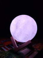 LunaGlow: 3D RGB Moon Lamp, USB Rechargeable Design & Wooden Stand for Bedroom & Gifting