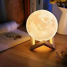 LunaGlow: 3D RGB Moon Lamp, USB Rechargeable Design & Wooden Stand for Bedroom & Gifting