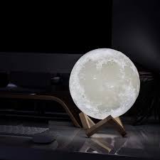 LunaGlow: 3D RGB Moon Lamp, USB Rechargeable Design & Wooden Stand for Bedroom & Gifting
